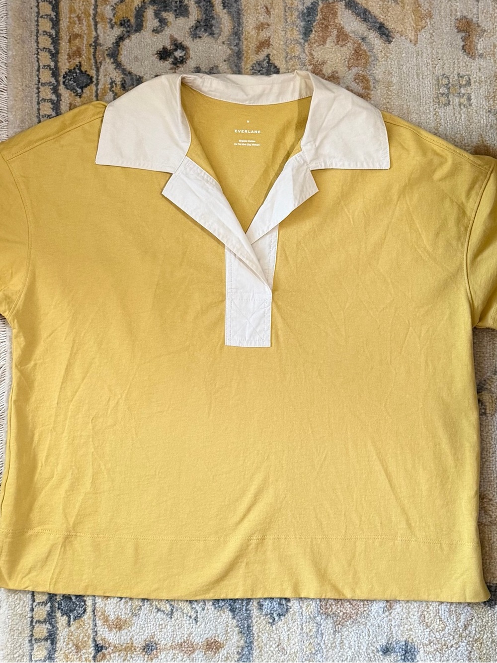 Everlane Pale Yellow Polo with White Collar